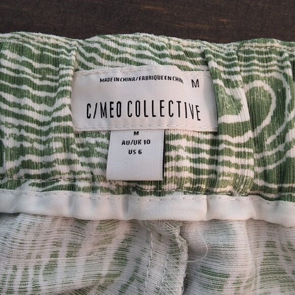 C/Meo Collective Arbor Wide-Leg Pants Sz M Green/White Woodgrain Print Bohemian - Picture 9 of 12